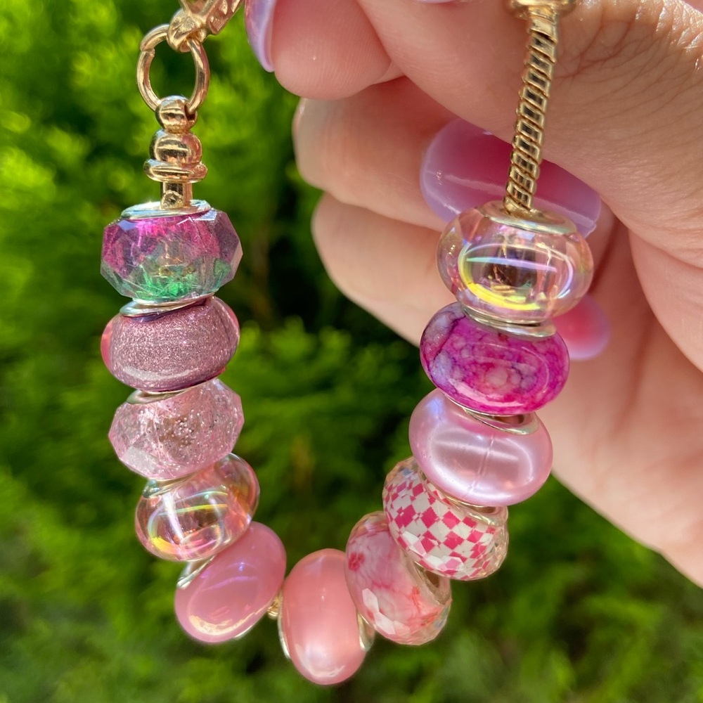 Handmade European Charm Bracelet with Multicolor Beads